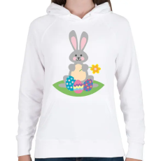 PRINTFASHION Húsvéti nyúl  - Női kapucnis pulóver - Fehér
