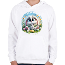 PRINTFASHION Húsvéti nyuszi - Gyerek kapucnis pulóver - Fehér gyerek pulóver, kardigán