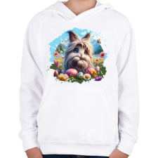 PRINTFASHION Húsvéti nyuszi - Gyerek kapucnis pulóver - Fehér gyerek pulóver, kardigán