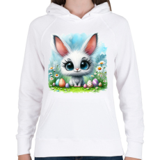 PRINTFASHION Húsvéti nyuszi - Női kapucnis pulóver - Fehér