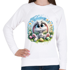 PRINTFASHION Húsvéti nyuszi - Női pulóver - Fehér női pulóver, kardigán