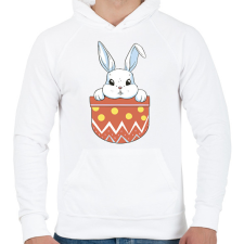 PRINTFASHION Húsvéti nyuszi zsebminta - Férfi kapucnis pulóver - Fehér férfi pulóver, kardigán
