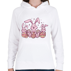 PRINTFASHION Húsvéti nyuszik - Női kapucnis pulóver - Fehér