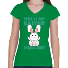 PRINTFASHION Húsvéti pizsim - Női V-nyakú póló - Zöld női póló