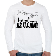 PRINTFASHION Húzd meg az ujjam - fekete - Férfi hosszú ujjú póló - Fehér férfi póló