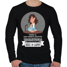 PRINTFASHION Húzz 10 lapot - Férfi hosszú ujjú póló - Fekete