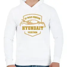 PRINTFASHION Hyundaios sofőr - Férfi kapucnis pulóver - Fehér férfi pulóver, kardigán