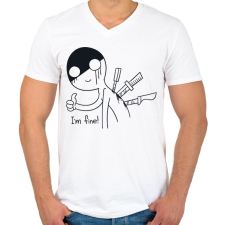 PRINTFASHION I am fine - Férfi V-nyakú póló - Fehér férfi póló