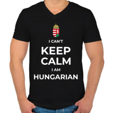 PRINTFASHION I AM HUNGARIAN - Férfi V-nyakú póló - Fekete férfi póló
