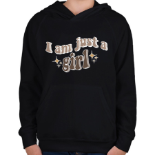 PRINTFASHION I am just a girl - Gyerek kapucnis pulóver - Fekete gyerek pulóver, kardigán