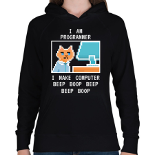 PRINTFASHION I am programmer (white) - Női kapucnis pulóver - Fekete női pulóver, kardigán