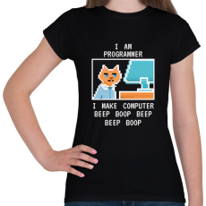 PRINTFASHION I am programmer (white) - Női póló - Fekete