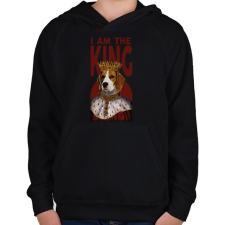 PRINTFASHION I am the king - kutya - Gyerek kapucnis pulóver - Fekete gyerek pulóver, kardigán