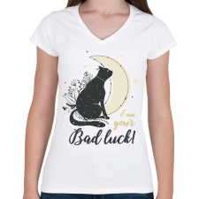 PRINTFASHION I am your bad luck - Női V-nyakú póló - Fehér női póló