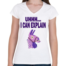 PRINTFASHION I CAN EXPLAIN - Női V-nyakú póló - Fehér női póló