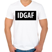PRINTFASHION I Dont Give A Fuck logó - Férfi V-nyakú póló - Fehér férfi póló