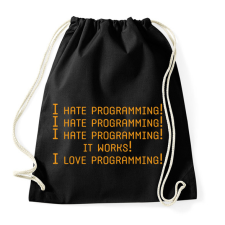 PRINTFASHION I hate programming! - Sportzsák, Tornazsák - Fekete tornazsák