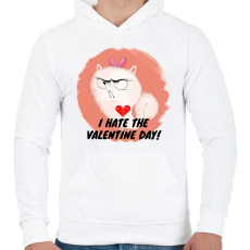 PRINTFASHION I HATE VALENTINE DAY - Férfi kapucnis pulóver - Fehér