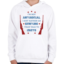 PRINTFASHION I just rather go hunting - Gyerek kapucnis pulóver - Fehér gyerek pulóver, kardigán