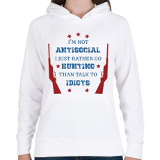 PRINTFASHION I just rather go hunting - Női kapucnis pulóver - Fehér