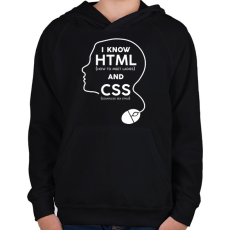 PRINTFASHION I know HTML and CSS - Gyerek kapucnis pulóver - Fekete