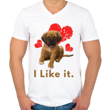 PRINTFASHION i like it - Férfi V-nyakú póló - Fehér férfi póló