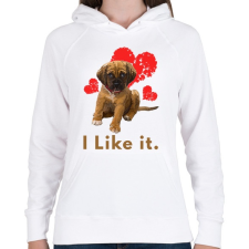 PRINTFASHION i like it - Női kapucnis pulóver - Fehér női pulóver, kardigán