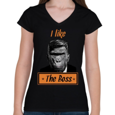 PRINTFASHION i like the boss - Női V-nyakú póló - Fekete