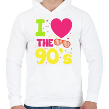 PRINTFASHION I love 90's - Férfi kapucnis pulóver - Fehér férfi pulóver, kardigán
