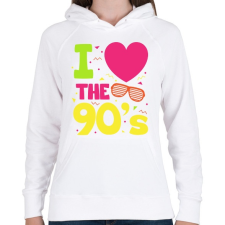PRINTFASHION I love 90's - Női kapucnis pulóver - Fehér női pulóver, kardigán