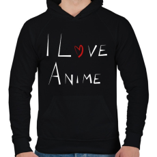 PRINTFASHION I love anime - Férfi kapucnis pulóver - Fekete