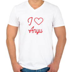 PRINTFASHION I love Anyu - Férfi V-nyakú póló - Fehér