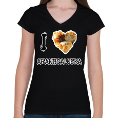 PRINTFASHION I love aranygaluska - Női V-nyakú póló - Fekete