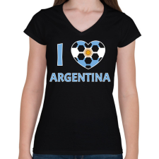 PRINTFASHION I love Argentina - Női V-nyakú póló - Fekete női póló