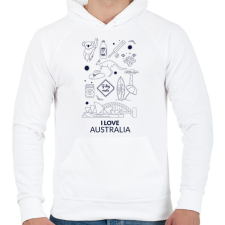 PRINTFASHION I LOVE AUSTRALIA - Férfi kapucnis pulóver - Fehér férfi pulóver, kardigán