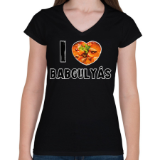 PRINTFASHION I love babgulyás - Női V-nyakú póló - Fekete női póló