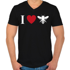 PRINTFASHION I love Bee - Férfi V-nyakú póló - Fekete
