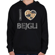 PRINTFASHION I love bejgli - Gyerek kapucnis pulóver - Fekete gyerek pulóver, kardigán