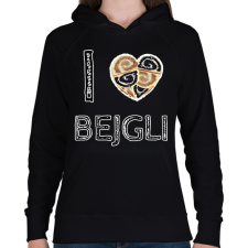 PRINTFASHION I love bejgli - Női kapucnis pulóver - Fekete női pulóver, kardigán