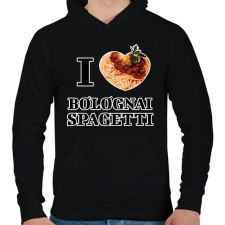 PRINTFASHION I love Bolognai spagetti - Férfi kapucnis pulóver - Fekete férfi pulóver, kardigán