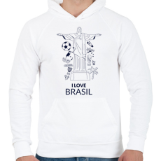 PRINTFASHION I LOVE BRASIL - Férfi kapucnis pulóver - Fehér