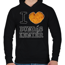 PRINTFASHION I love Bundás kenyér - Férfi kapucnis pulóver - Fekete férfi pulóver, kardigán