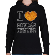 PRINTFASHION I love Bundás kenyér - Női kapucnis pulóver - Fekete női pulóver, kardigán