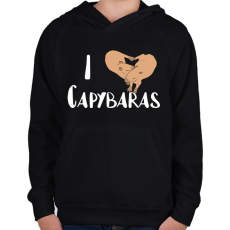 PRINTFASHION I love capybara - Gyerek kapucnis pulóver - Fekete