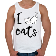 PRINTFASHION I love cats - Férfi atléta - Fehér