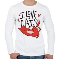 PRINTFASHION I love Cats - Férfi hosszú ujjú póló - Fehér férfi póló