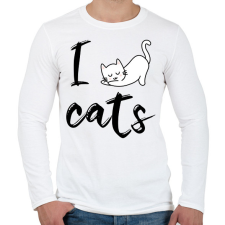 PRINTFASHION I love cats - Férfi hosszú ujjú póló - Fehér férfi póló