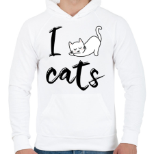 PRINTFASHION I love cats - Férfi kapucnis pulóver - Fehér férfi pulóver, kardigán