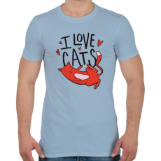PRINTFASHION I love Cats - Férfi póló - Világoskék