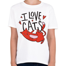 PRINTFASHION I love Cats - Gyerek póló - Fehér gyerek póló